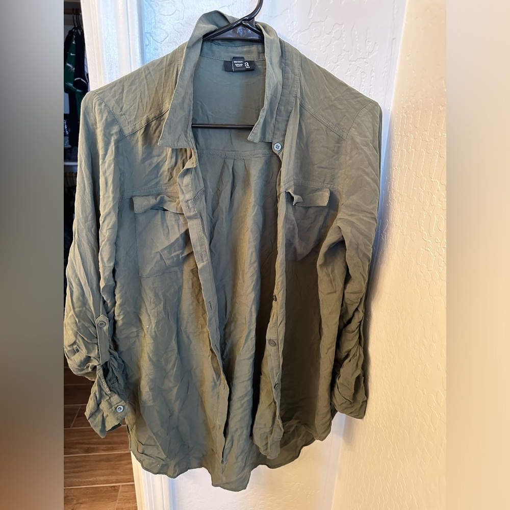 Olive green button down shirt